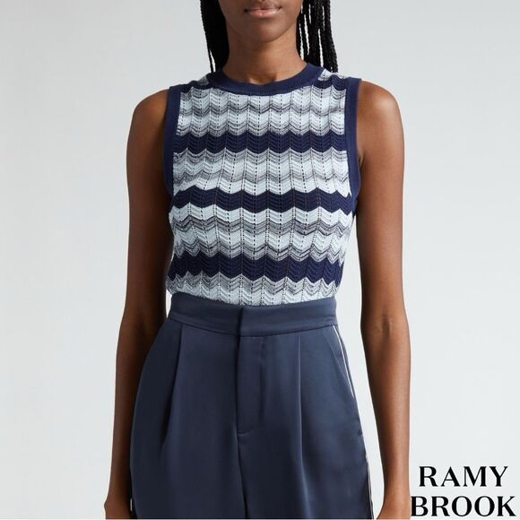 Ramy Brook **NWT** Bonnie Bonnie Sleeveless Knit Sweater in Navy Blue Twist - Picture 13 of 14